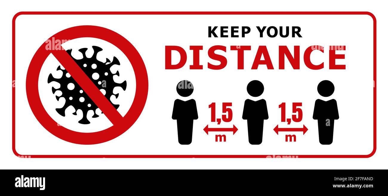 Mantenga la vostra distanza. Mantenere una distanza di sicurezza di 1.5 m. Quarantena, rischio di infezione da Coronavirus COVID-19. Illustrazione vettoriale Illustrazione Vettoriale