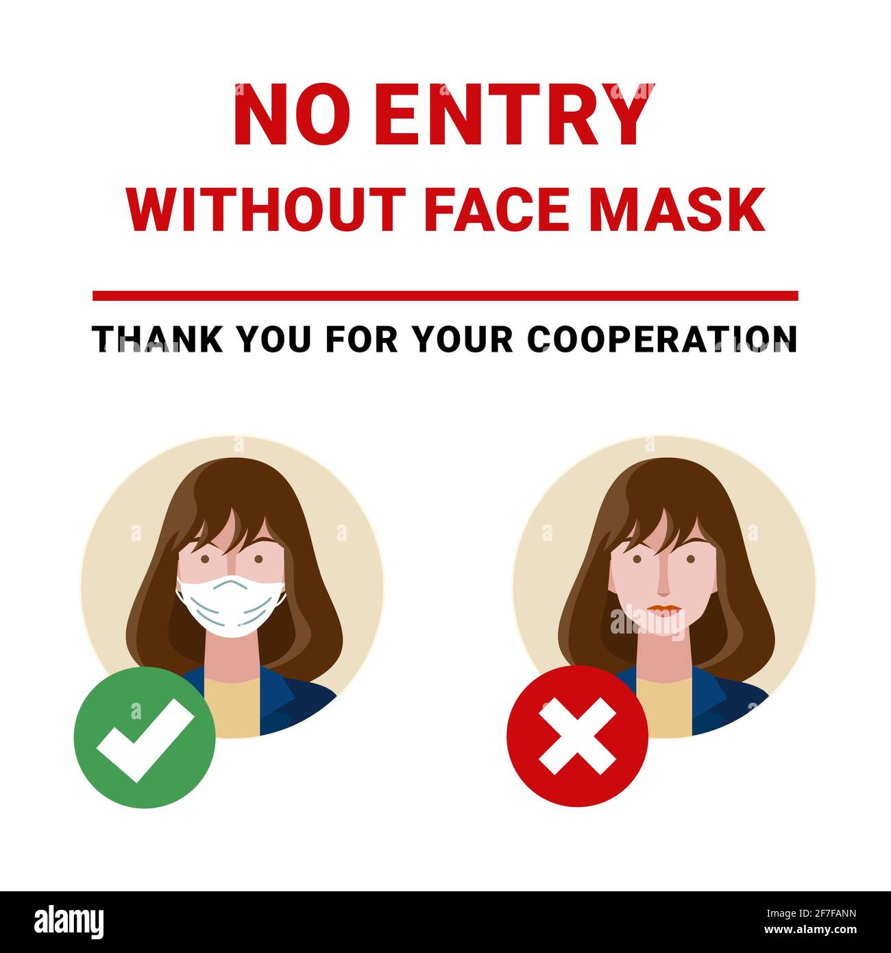 Non entrare senza una maschera facciale. Arrestare il coronavirus (COVID-19). Vettore. Illustrazione Vettoriale