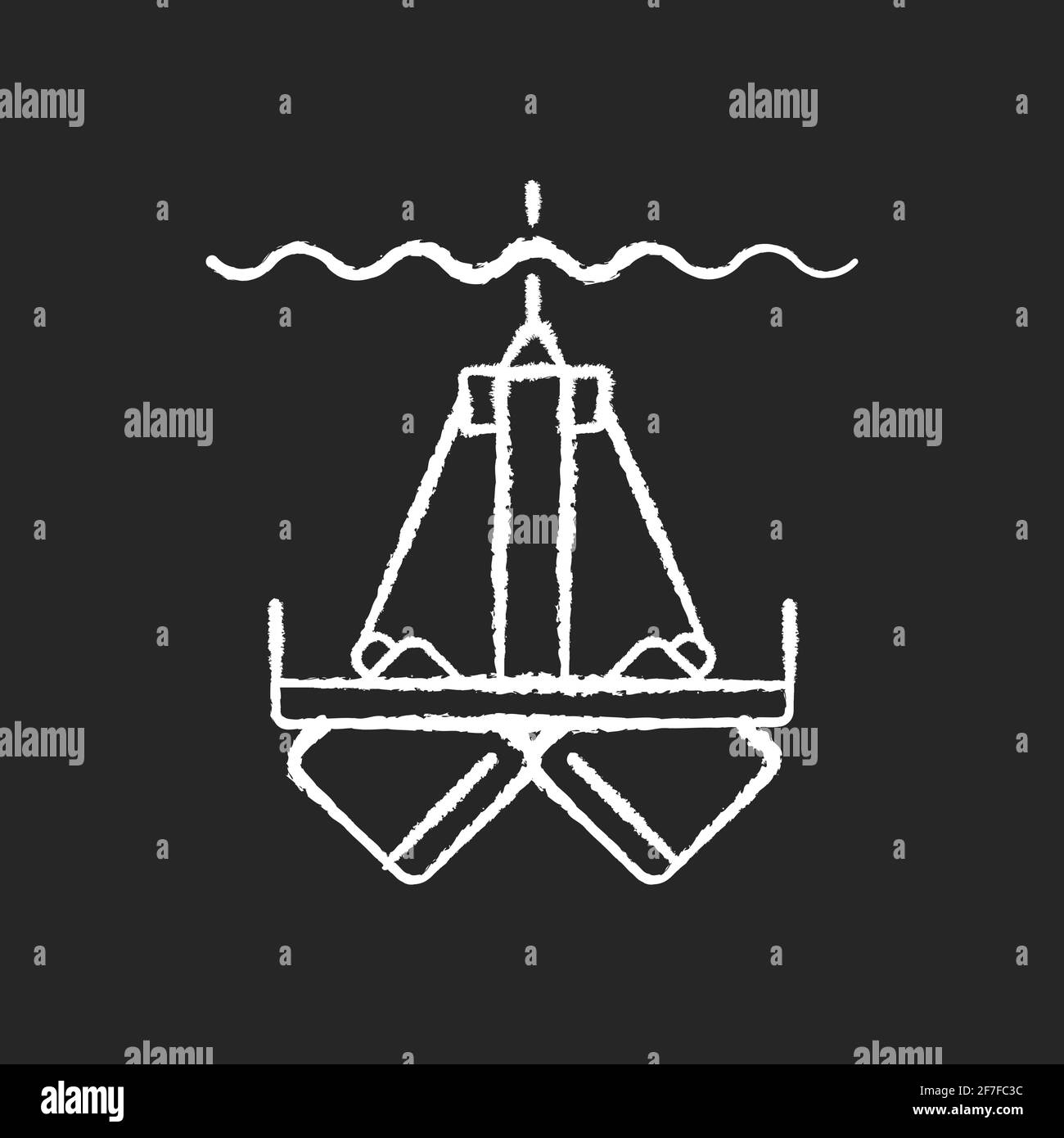 Icona bianca gesso per campionamento sedimenti su sfondo nero Illustrazione Vettoriale