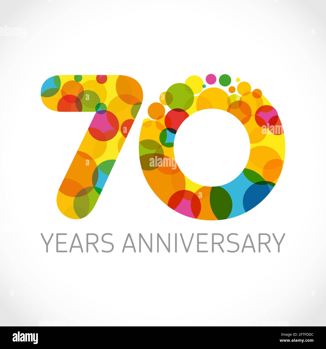 numeri del 70° anniversario. concetto di logotipo di 70 anni. Congrati luminosi. Modello grafico astratto isolato. Creative 0 segno o anello. Età yell Illustrazione Vettoriale