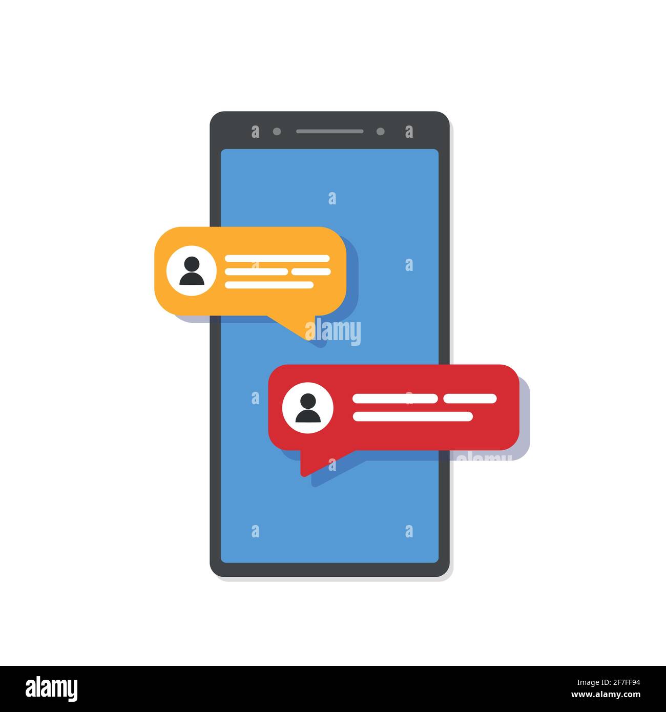 Bolle nelle caselle di testo dei messaggi sullo schermo del telefono cellulare. Illustrazione Vettoriale