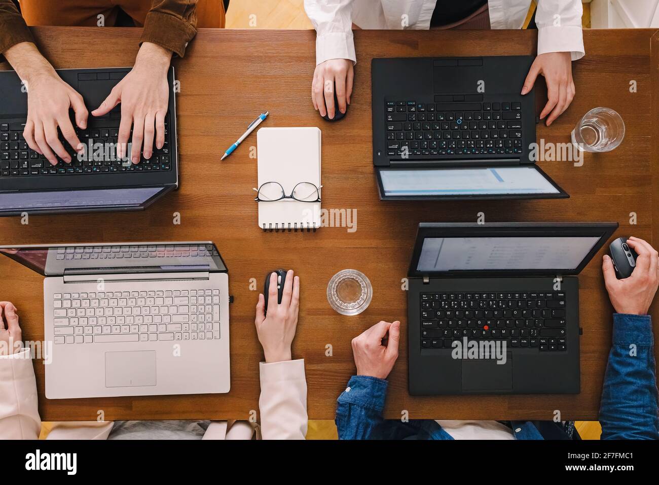 Gruppo di persone che lavorano con i loro notebook Foto Stock