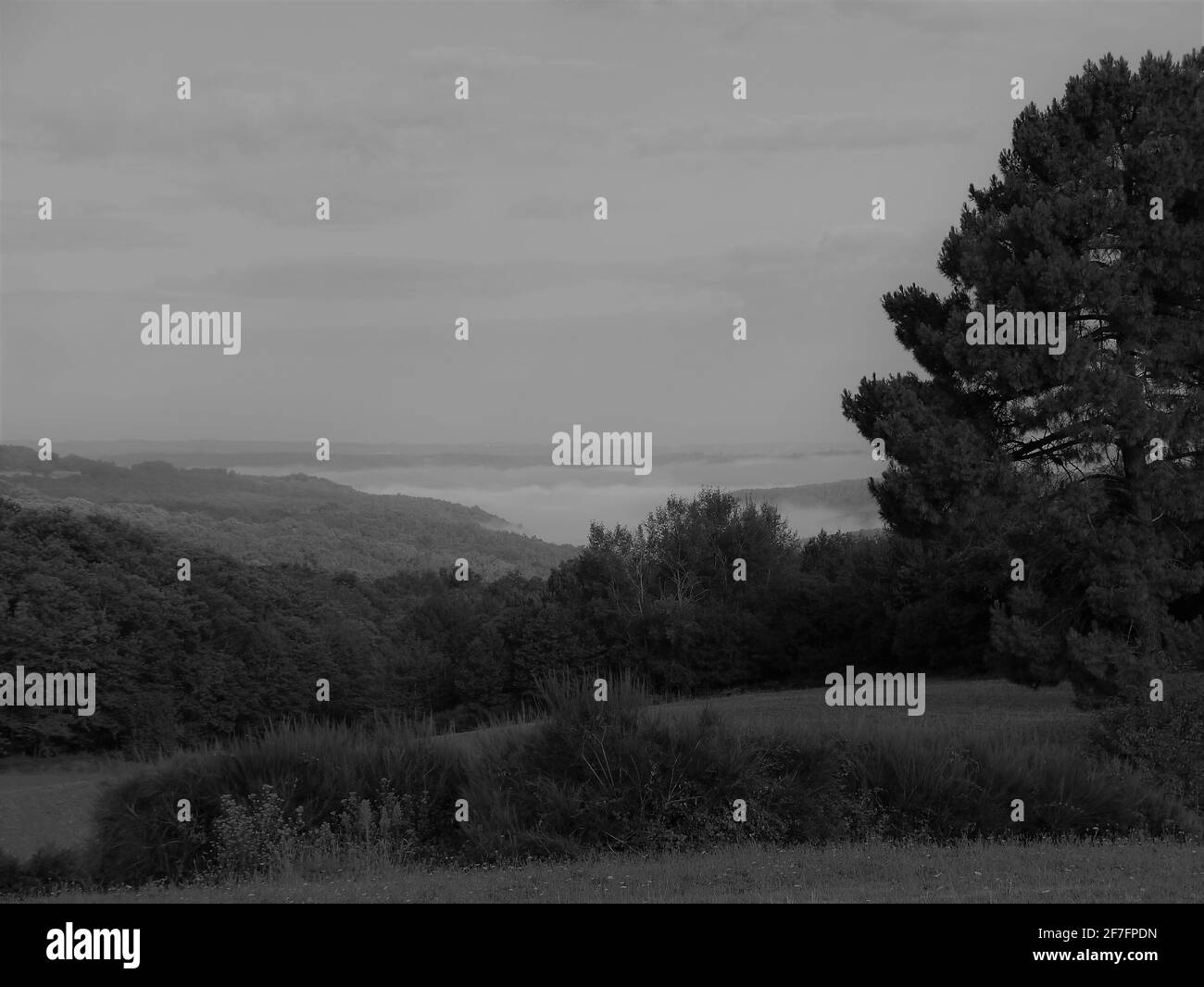 Immagine in bianco e nero della campagna francese. Foto Stock