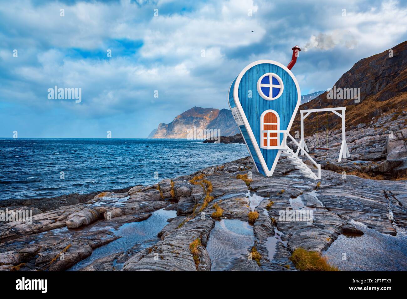 immagine simbolica di un punto di navigazione nel paesaggio marittimo Foto Stock
