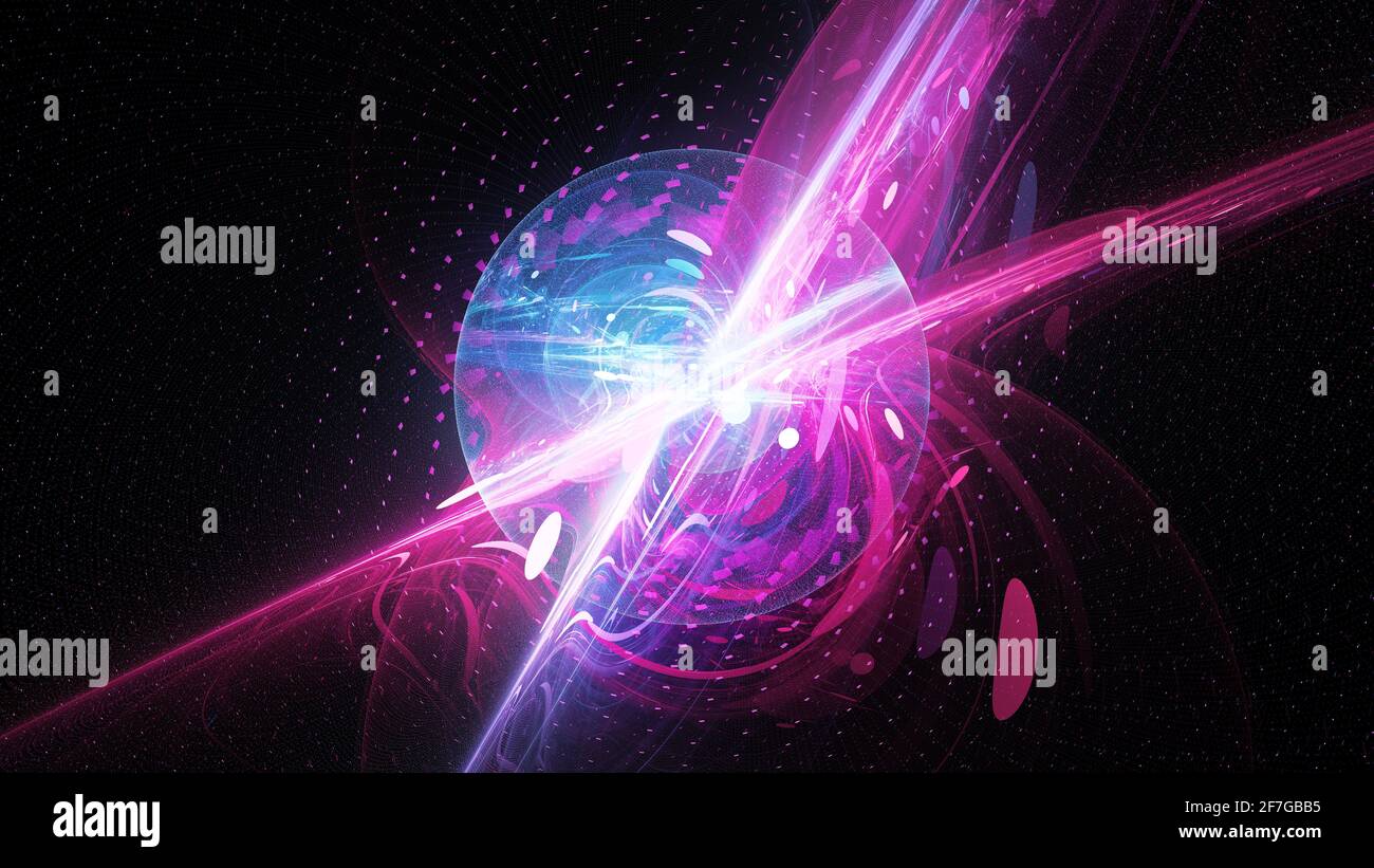 Colorata e vivace tecnologia bolla nello spazio, backgroud astratto generato dal computer, rendering 3D Foto Stock