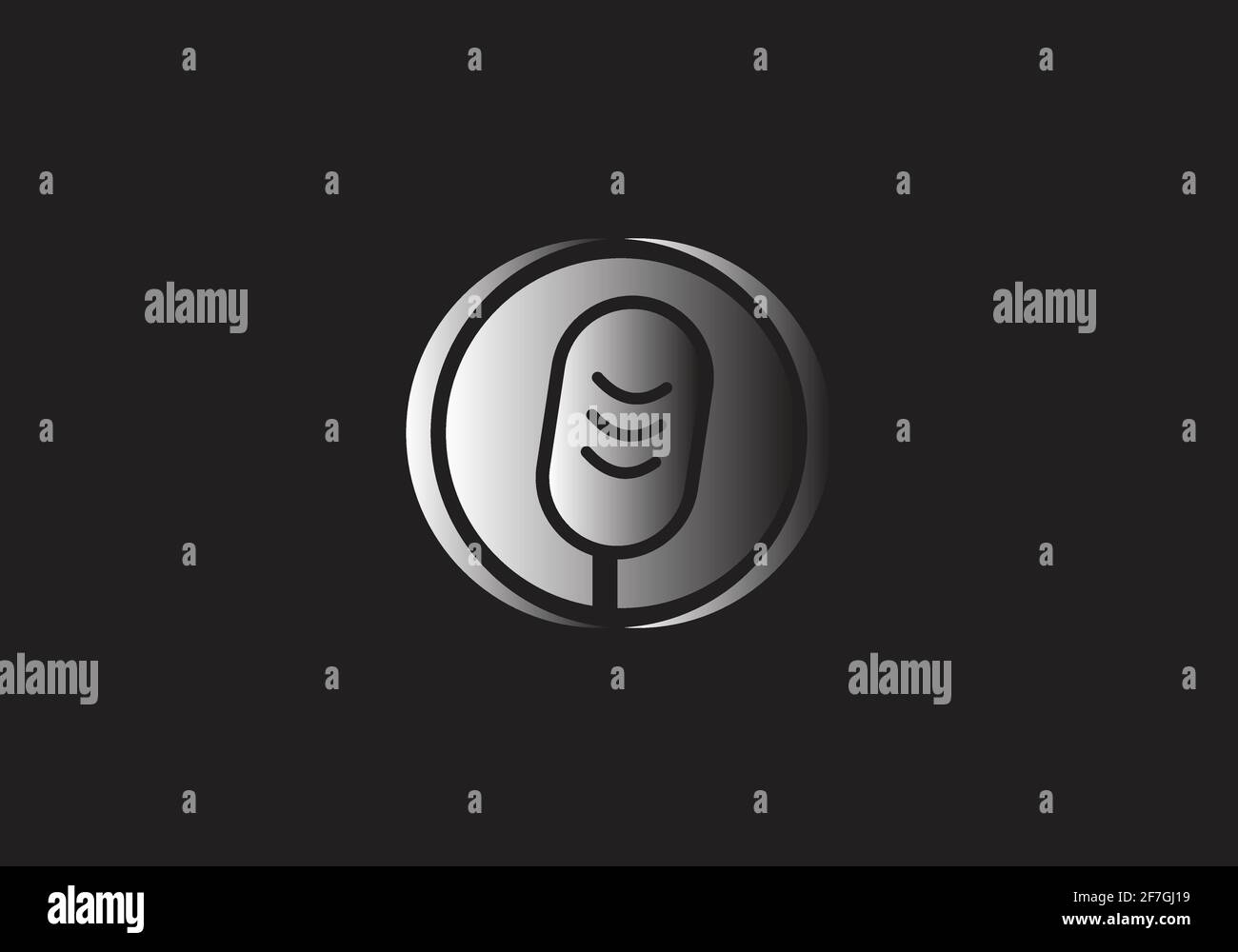 microfono, modello vettoriale per il design del logo musicale. Illustrazione Vettoriale