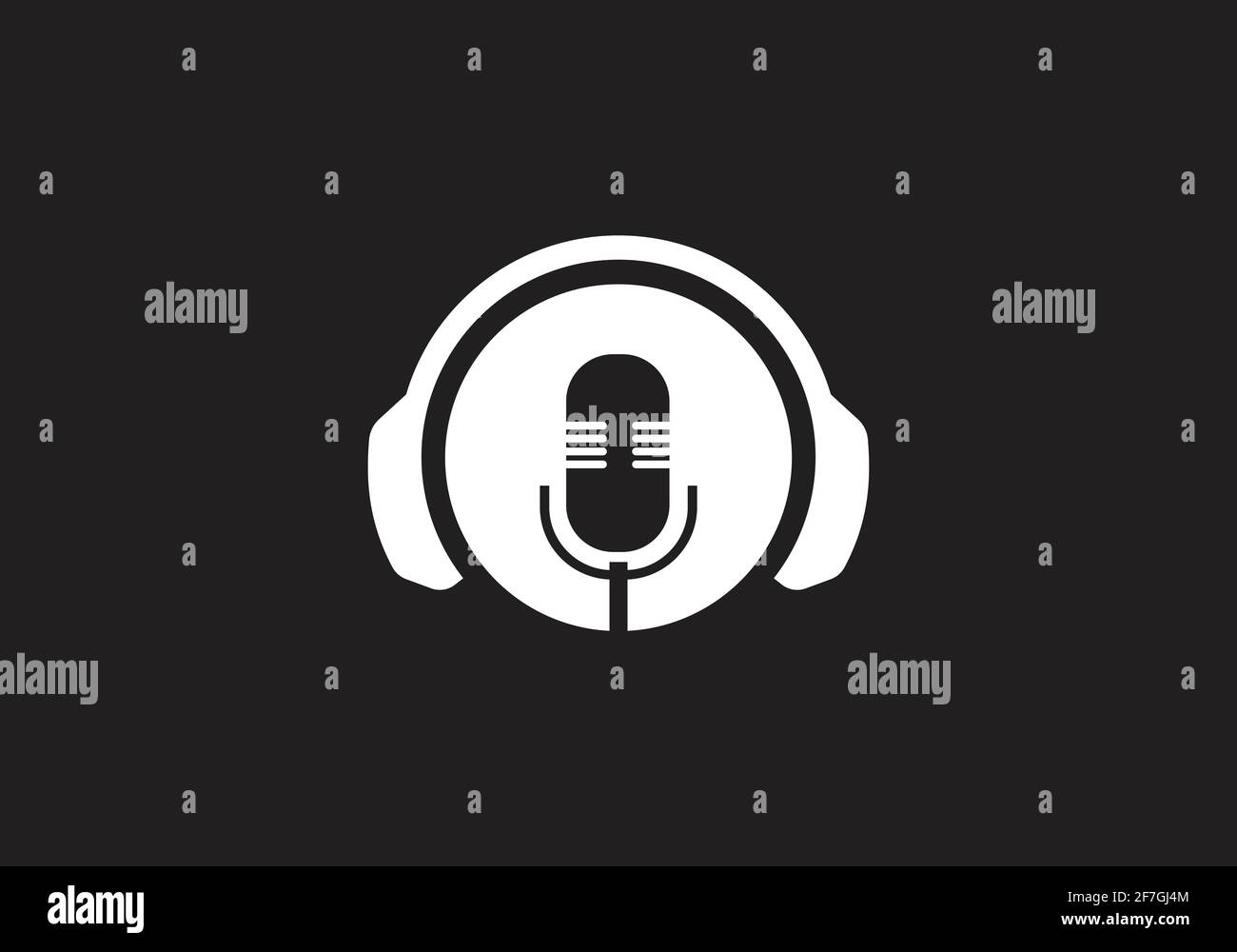microfono, modello vettoriale per il design del logo musicale. Illustrazione Vettoriale