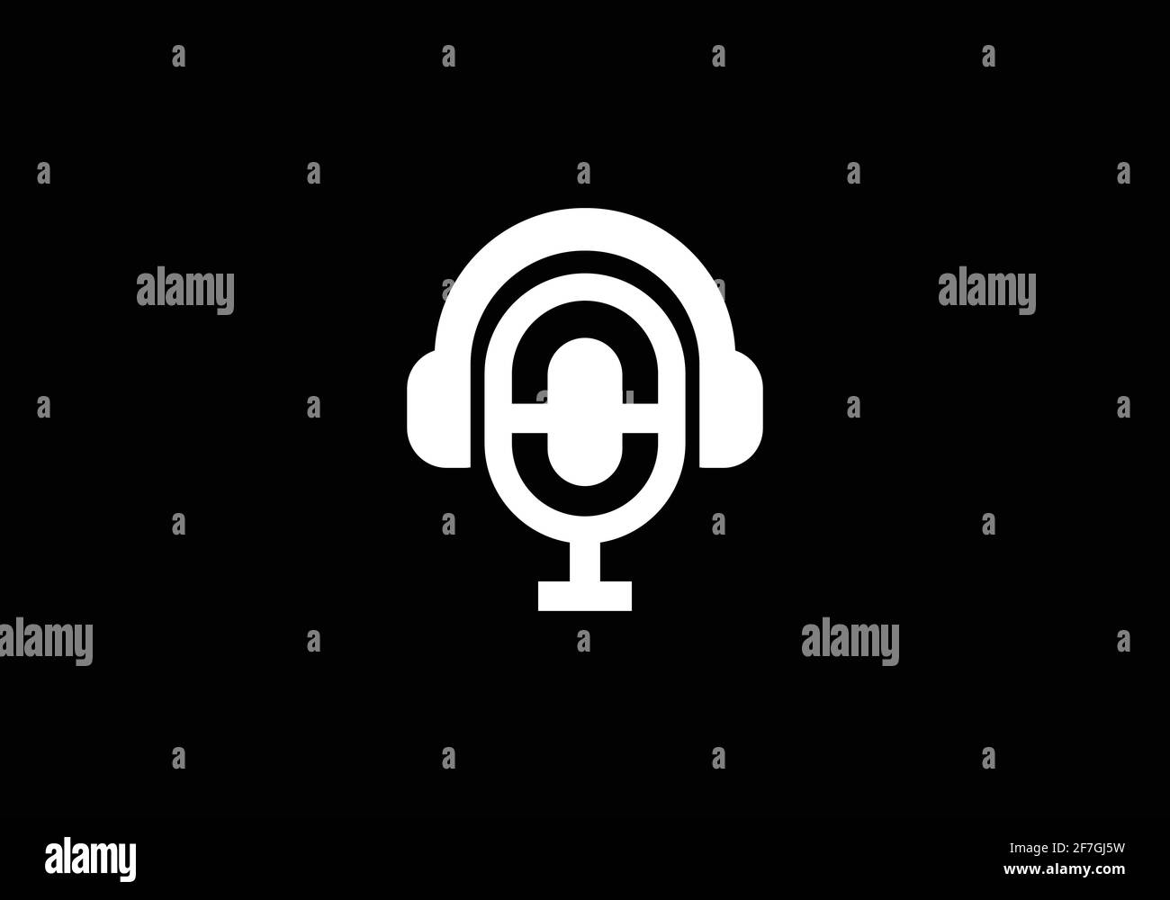 microfono, modello vettoriale per il design del logo musicale. Illustrazione Vettoriale