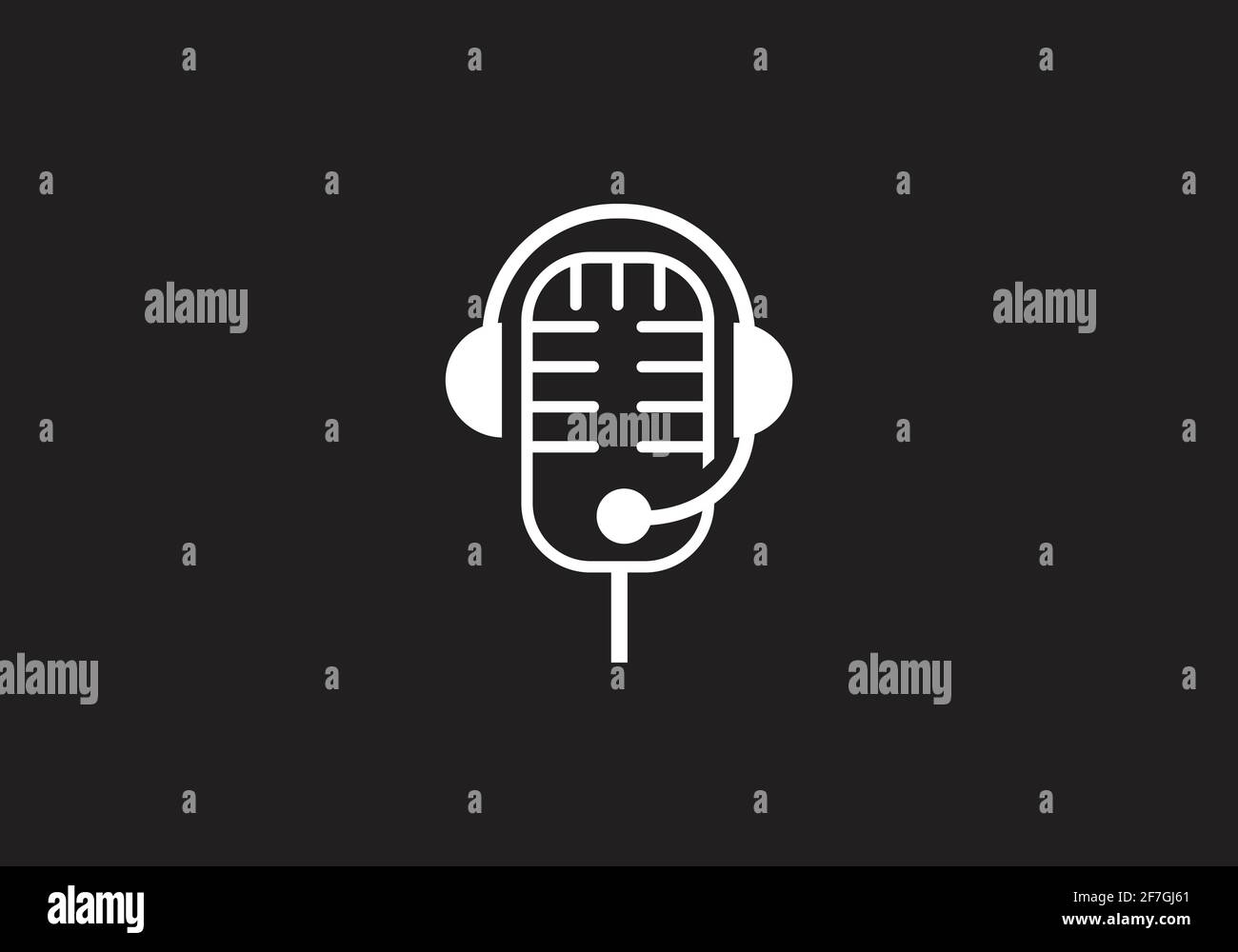 microfono, modello vettoriale per il design del logo musicale. Illustrazione Vettoriale