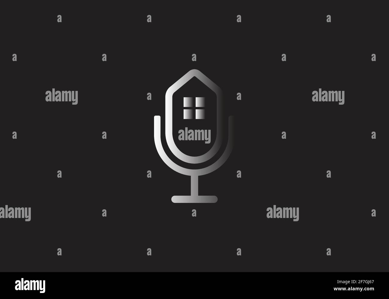microfono, modello vettoriale per il design del logo musicale. Illustrazione Vettoriale