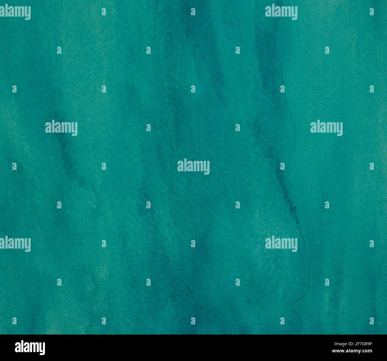 Sfondo texture watercolor. Linea astratta di pennelli verde smeraldo, turchese, verniciata su carta opaca. Foto Stock