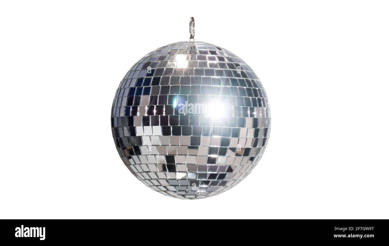disco palla per ballare in un club discoteca su un sfondo bianco Foto Stock