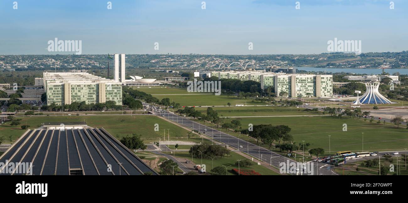 Vista panoramica aerea di Brasilia - Brasilia, Distrito Federal, Brasile Foto Stock