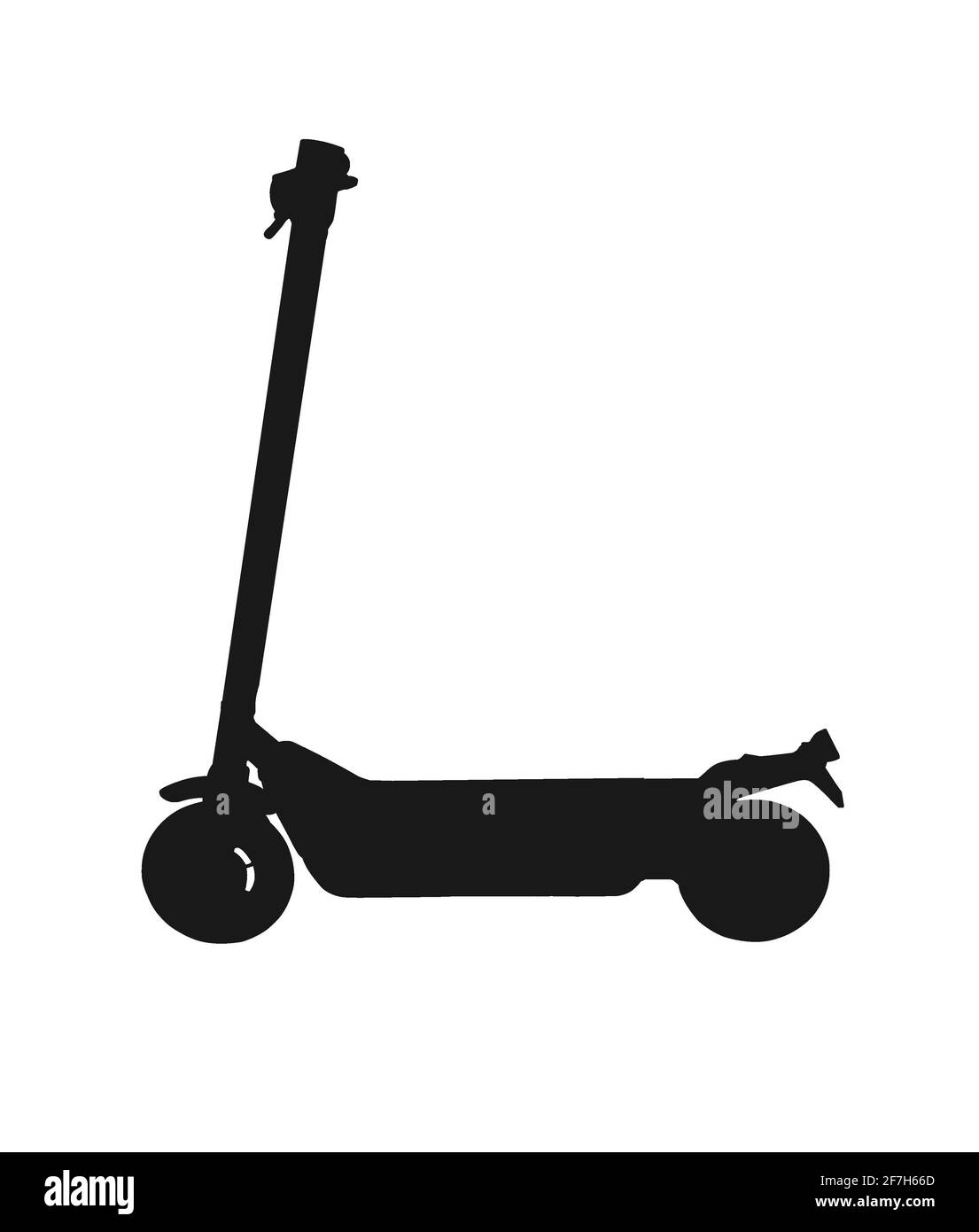 Scooter elettrico, silhouette di trasporto individuale, su sfondo bianco illustrazione isolata Foto Stock