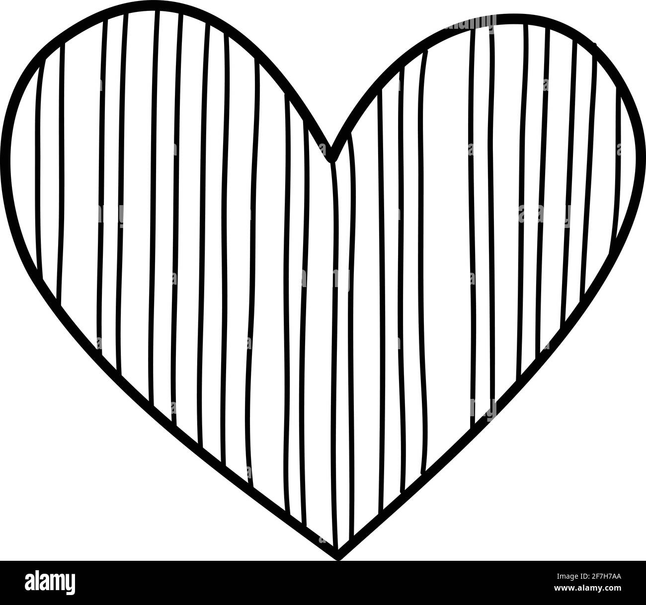Icona del cuore a strisce, disegnata a mano e stile del contorno Illustrazione Vettoriale
