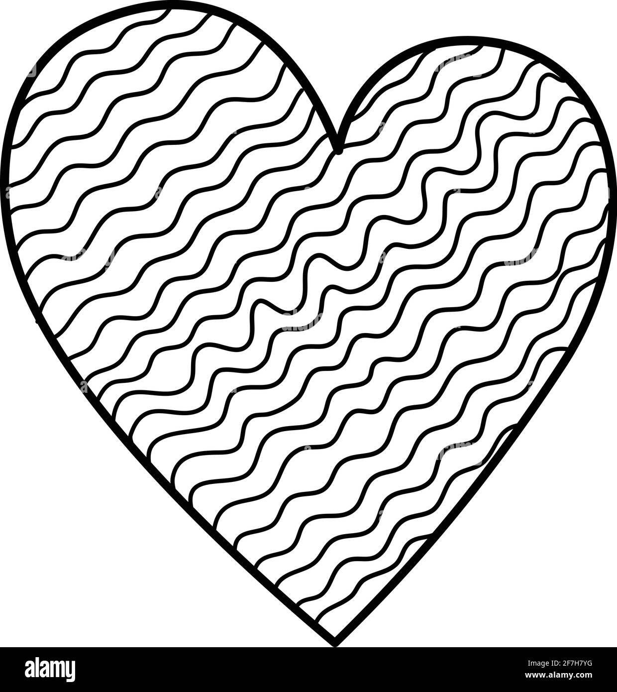Onda a strisce icona cuore, disegnata a mano e stile contorno Illustrazione Vettoriale