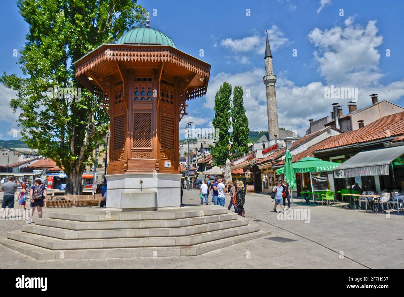 Fontana di Sebilj, città vecchia di Sarajevo, Bascarsija, Bosnia Foto Stock