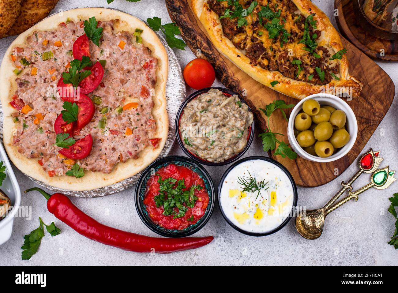 Piatti tradizionali turchi o mediorientali Foto Stock