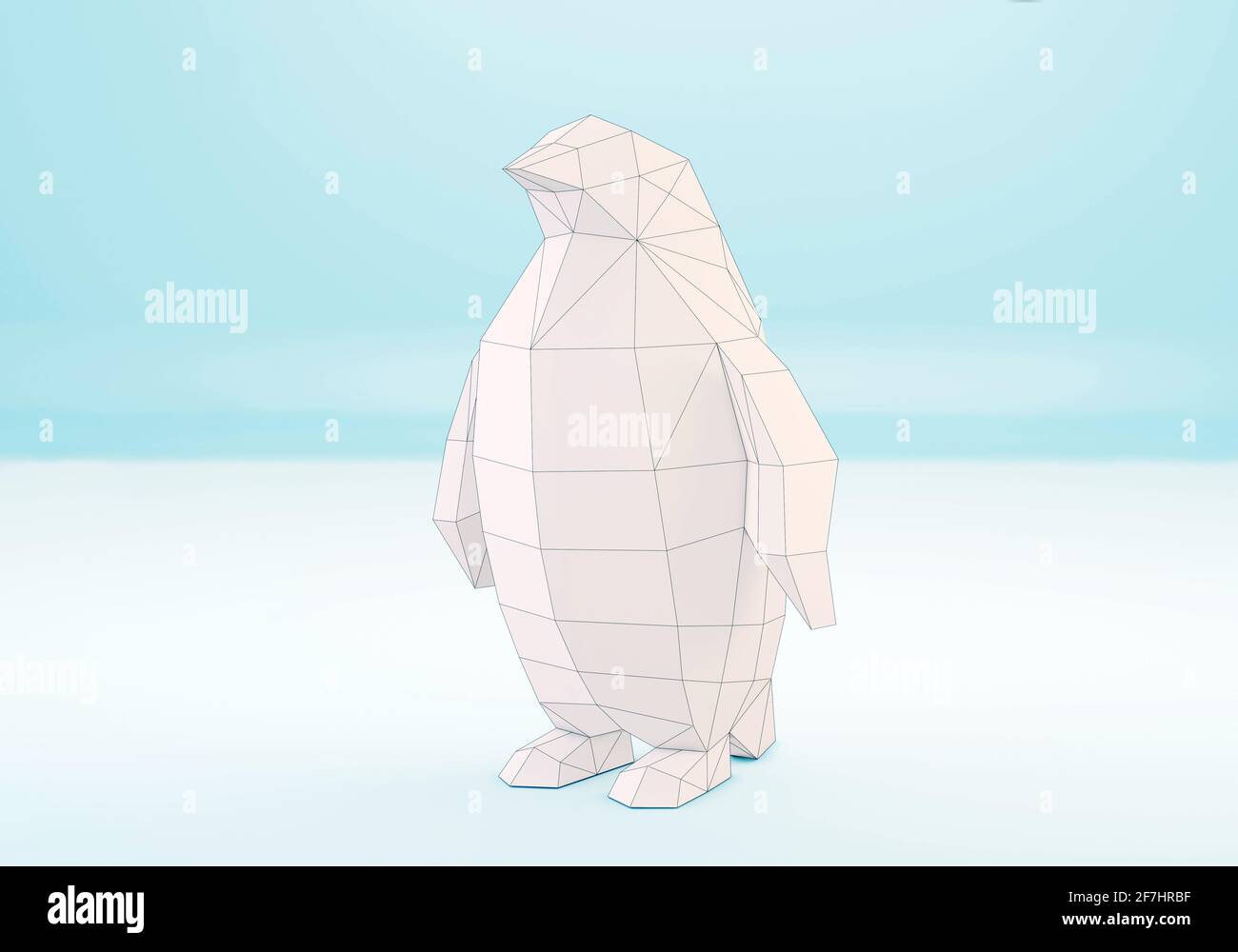 Pinguino poligonale, polyAnimal basso, giornata mondiale dei pinguini, rendering 3d Foto Stock