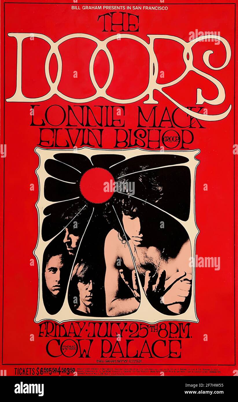 Un poster di musica vintage per un concerto The Doors Foto Stock
