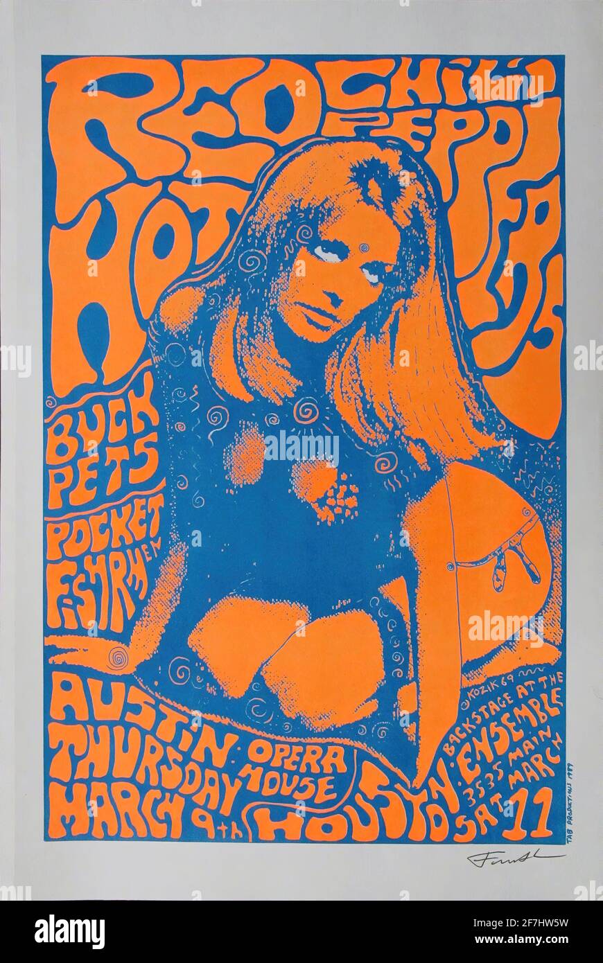Un poster di musica psichedelica vintage per il Red Hot Chili Peperoni Foto Stock
