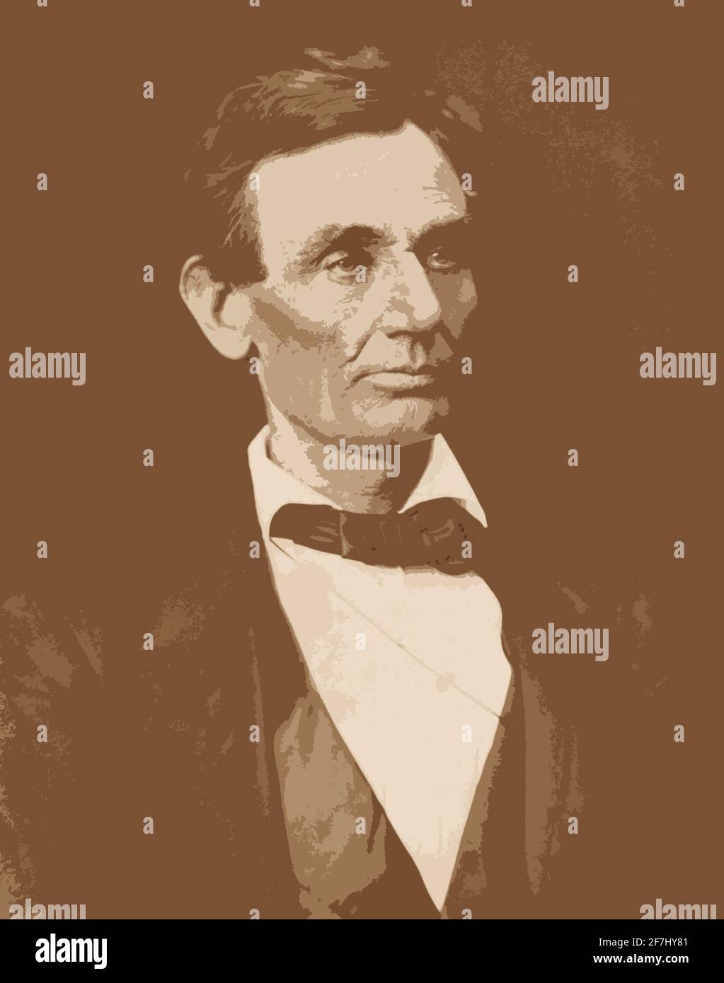 Un ritratto da studio del 1832 in bianco e nero dell'ex pesidentista statunitense Abraham Lincoln alterato digitalmente e colorato per un effetto artistico. Foto Stock