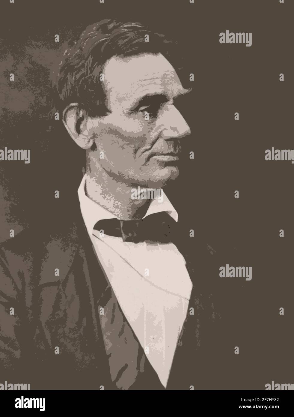 Un ritratto da studio del 1832 in bianco e nero dell'ex pesidentista statunitense Abraham Lincoln alterato digitalmente e colorato per un effetto artistico. Foto Stock
