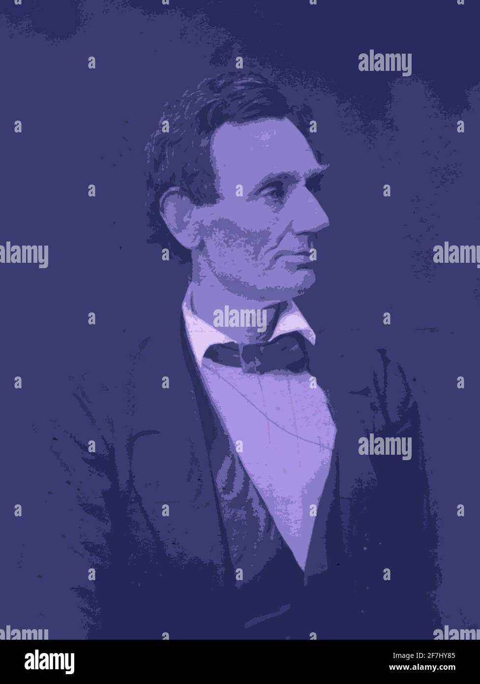 Un ritratto da studio del 1832 in bianco e nero dell'ex pesidentista statunitense Abraham Lincoln alterato digitalmente e colorato per un effetto artistico. Foto Stock