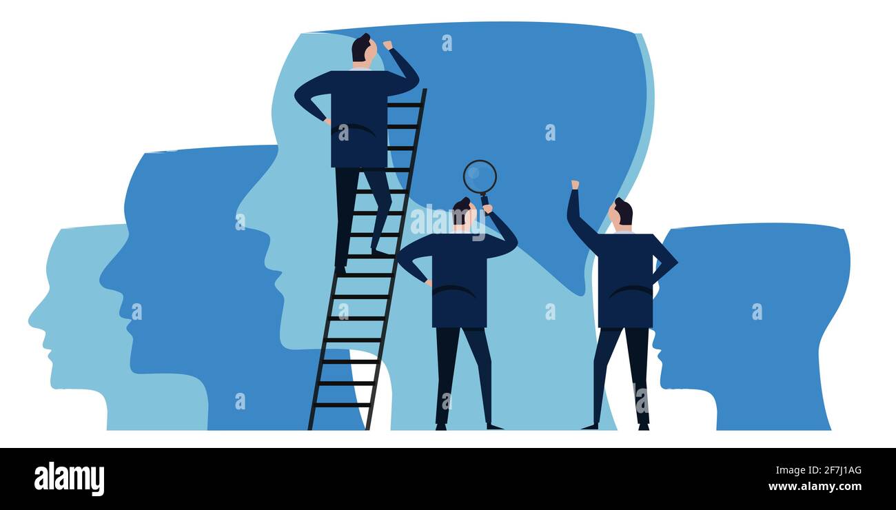 la formazione sulla mentalità per la crescita della capacità ha messo la conoscenza in un uomo d'affari del cervello apprendimento aziendale Illustrazione Vettoriale