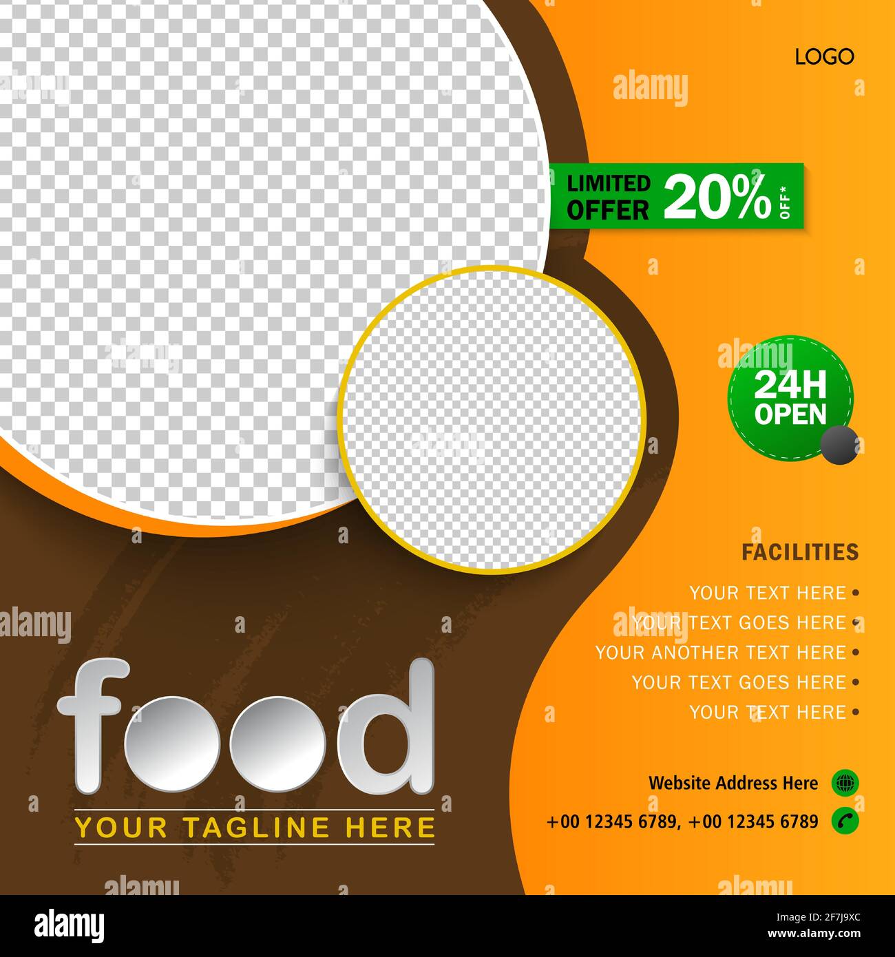 Food Flyer Design con spazio fotografico e offerta scontata Illustrazione Vettoriale