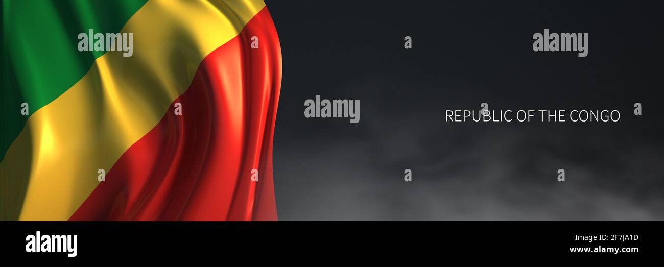 Bandiera della Repubblica del Congo con sfondo scuro. Foto Stock