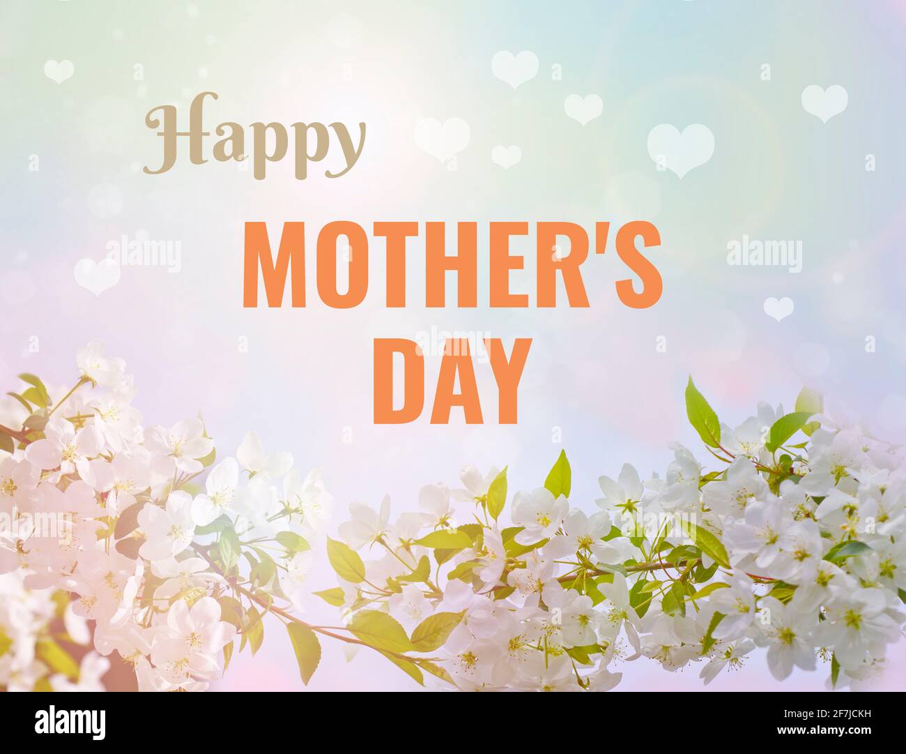Happy Mother's Day - testo su sfondo floreale. Splendido concetto presente. Foto Stock