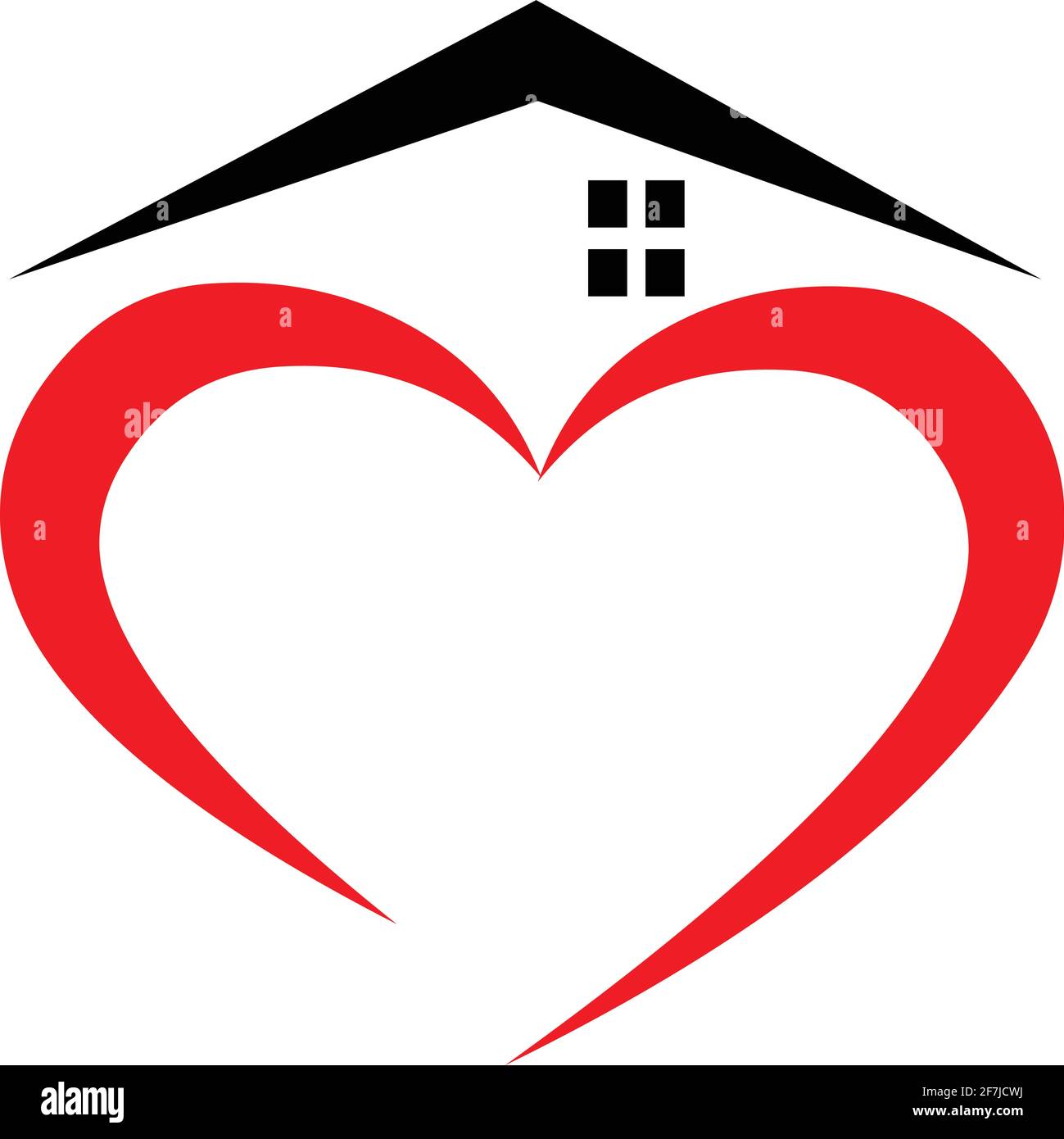 Vettore delle icone del logo Home e Heart isolato su sfondo bianco Illustrazione Vettoriale