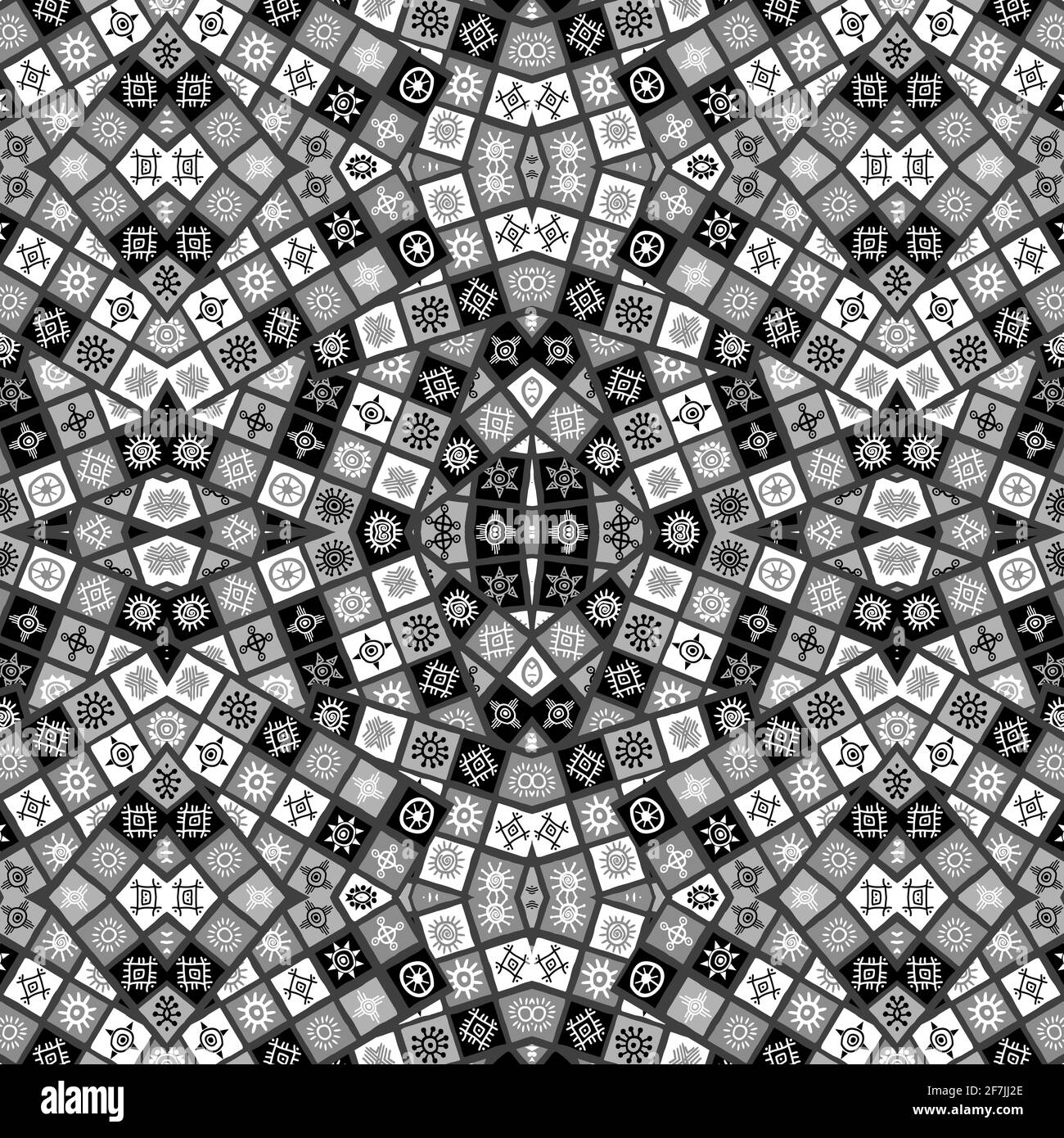 Modello geometrico africano senza cuciture con simboli del sole Illustrazione Vettoriale