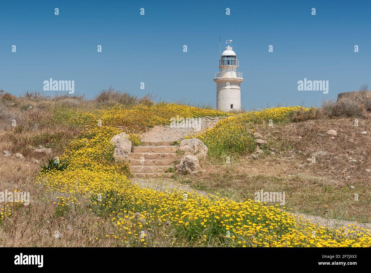 Faro di Paphos sull'isola di Cipro Foto Stock