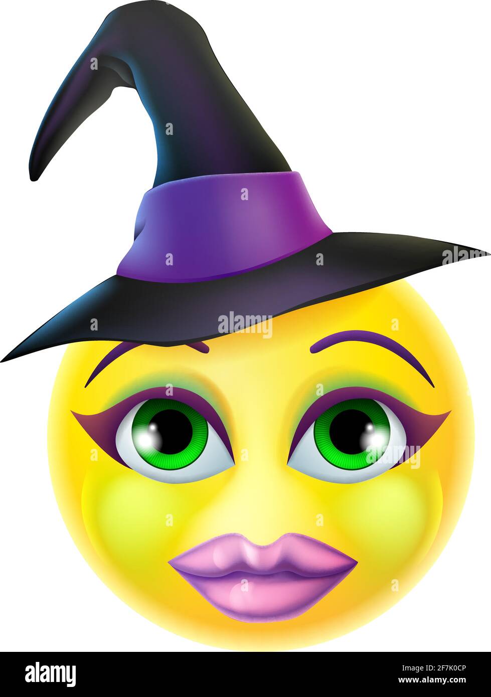 Witch Emoticon Cartoon Halloween faccia Illustrazione Vettoriale