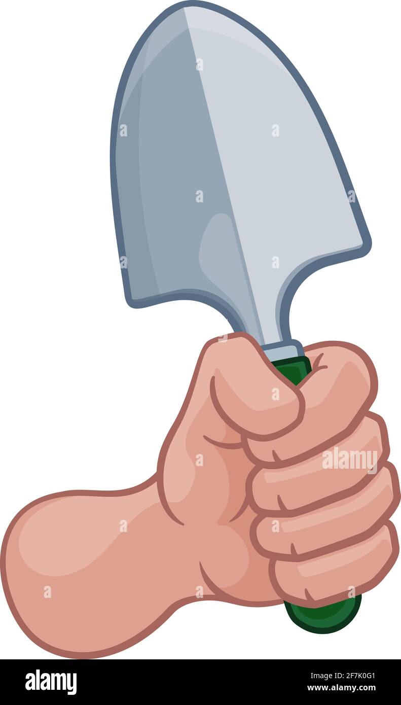 Giardiniere agricoltore pugno a mano azienda vanga Cartoon Illustrazione Vettoriale