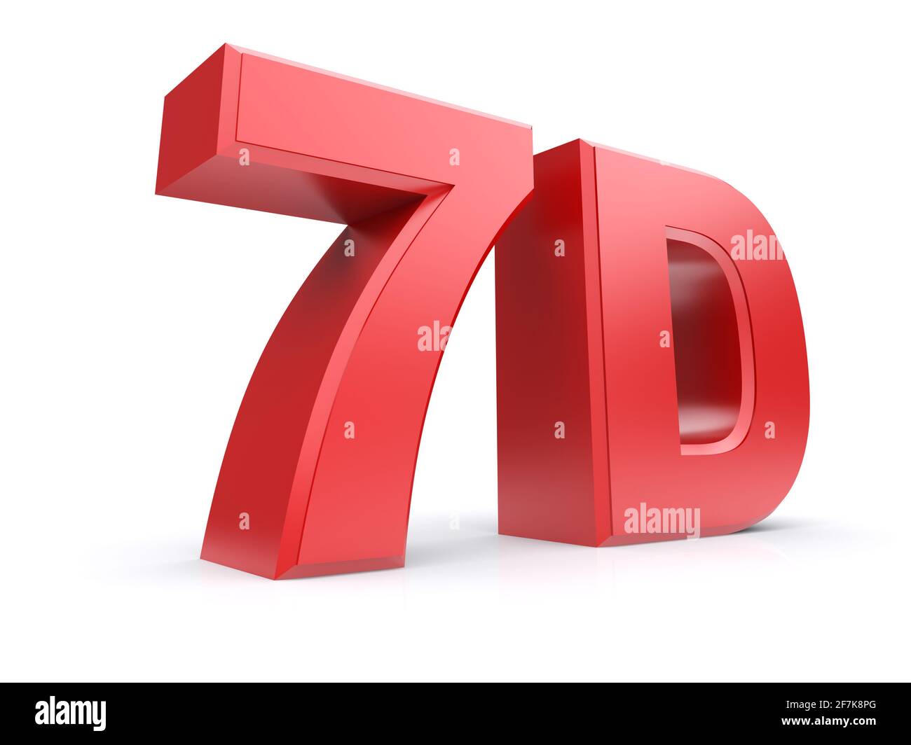Cinema 3D rosso 7D. Isolato su sfondo bianco. immagine 3d Foto Stock