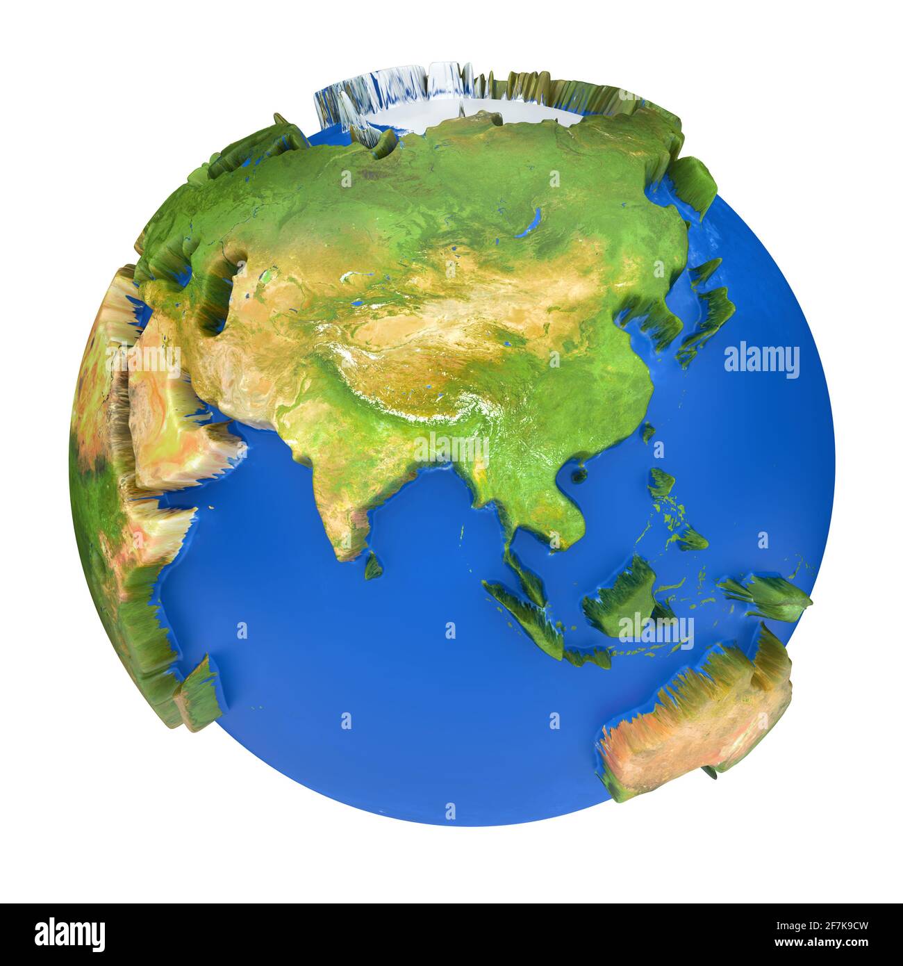 Terra mondo map.Australia e Asia su un pianeta globo. illustrazione concettuale 3d Foto Stock