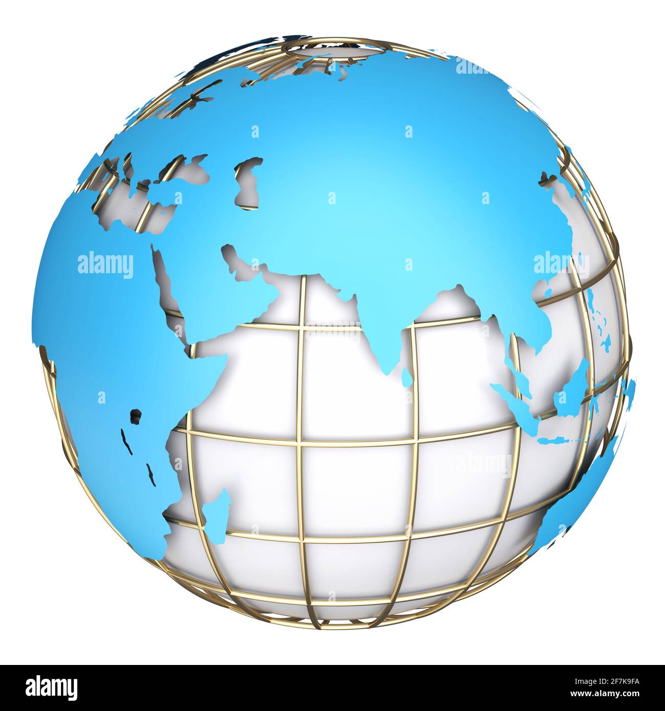 Terra mondo map.Africa, Europa e Azia su un pianeta globo. illustrazione 3d Foto Stock