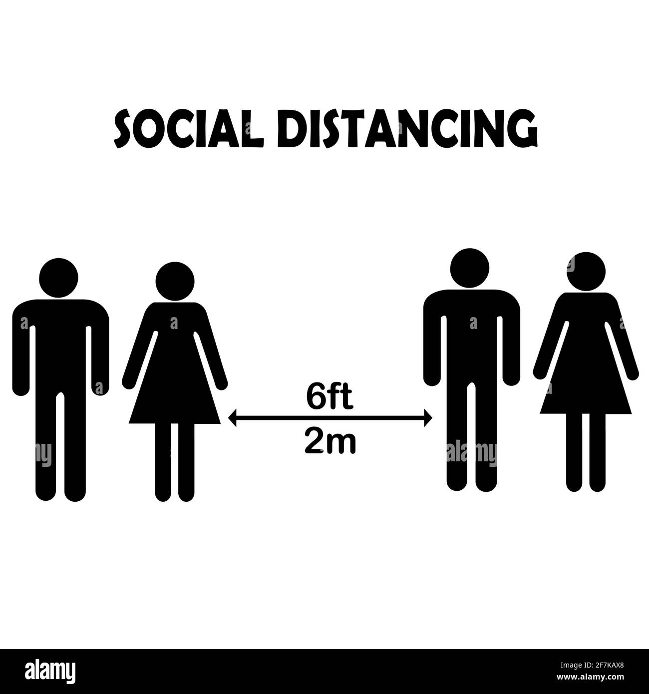 Concetto di allontanamento sociale con pittogrammi familiari Illustrazione Vettoriale