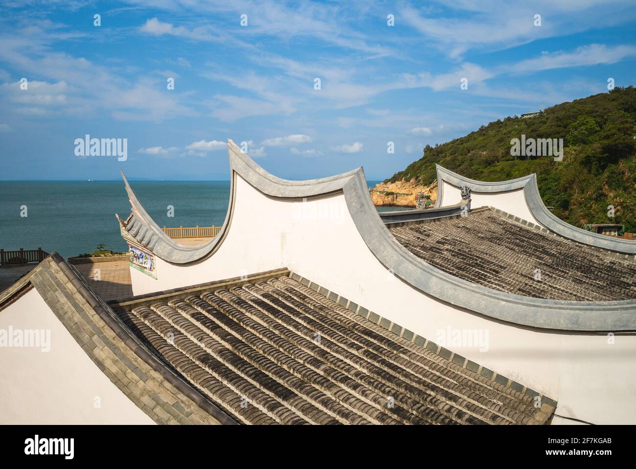 tetto del tempio di mazu sull'isola di nangan in matsu, taiwan Foto Stock