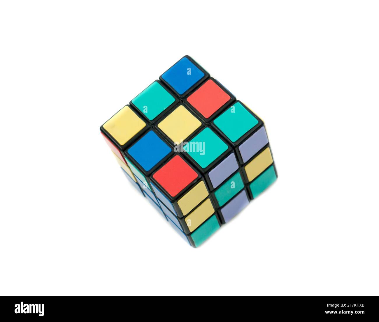 Il giocattolo in miniatura Cubo di Rubik, realizzato in epoca sovietica. L'Unione Sovietica era uno stato socialista nel continente eurasiatico che esisteva tra il 1922 e il 1991. Foto Stock