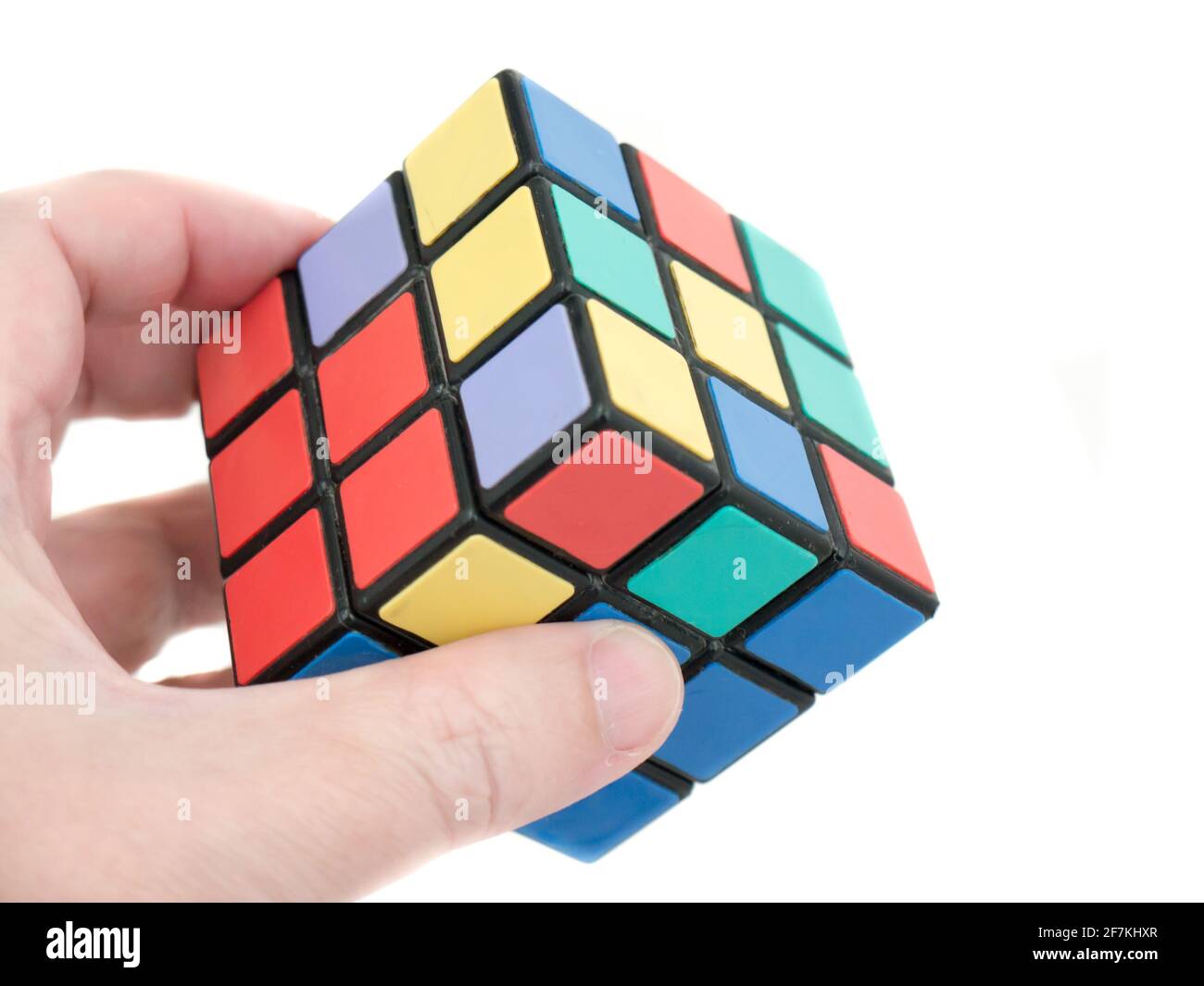 Il giocattolo in miniatura Cubo di Rubik, realizzato in epoca sovietica. L'Unione Sovietica era uno stato socialista nel continente eurasiatico che esisteva tra il 1922 e il 1991. Foto Stock