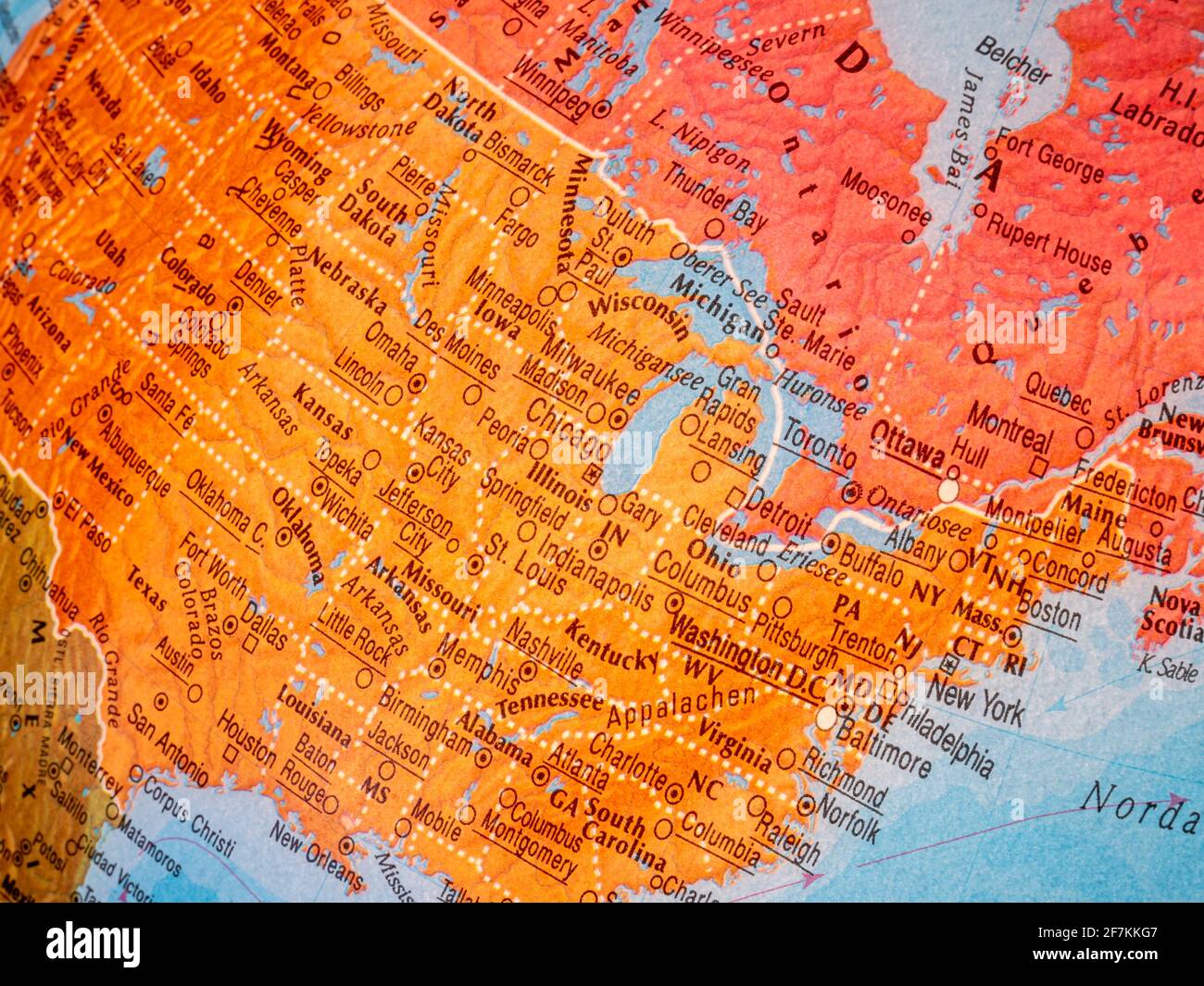 Mappa degli Stati Uniti Foto Stock