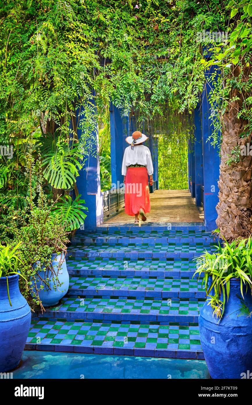 Giardini di Majorelle a Marrakech. Il Marocco Foto Stock