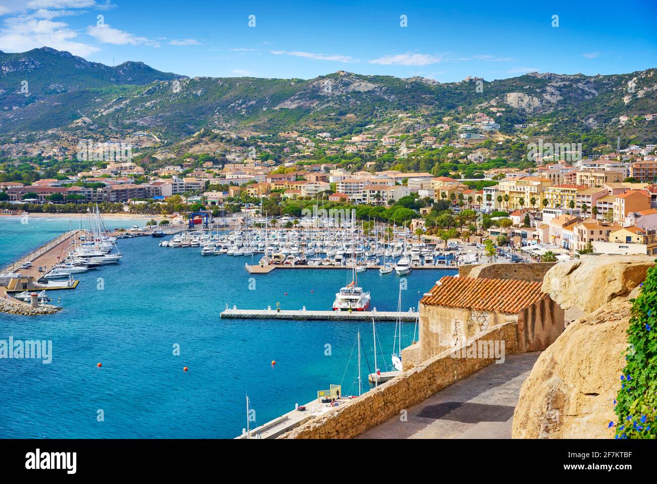 Calvi, vista di Qaui Landry, Balagne, Costa Ovest, Isola Corsica, Francia Foto Stock