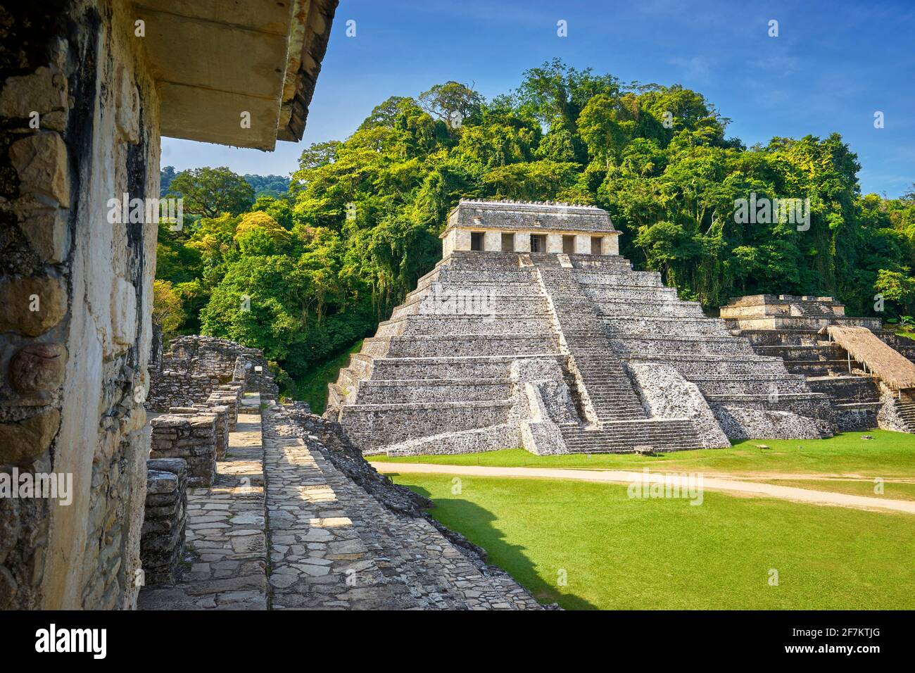 Tempio di iscrizioni o Templo de Inscripciones, antiche rovine Maya, Palenque sito archeologico, Palenque, Messico, UNESCO Foto Stock