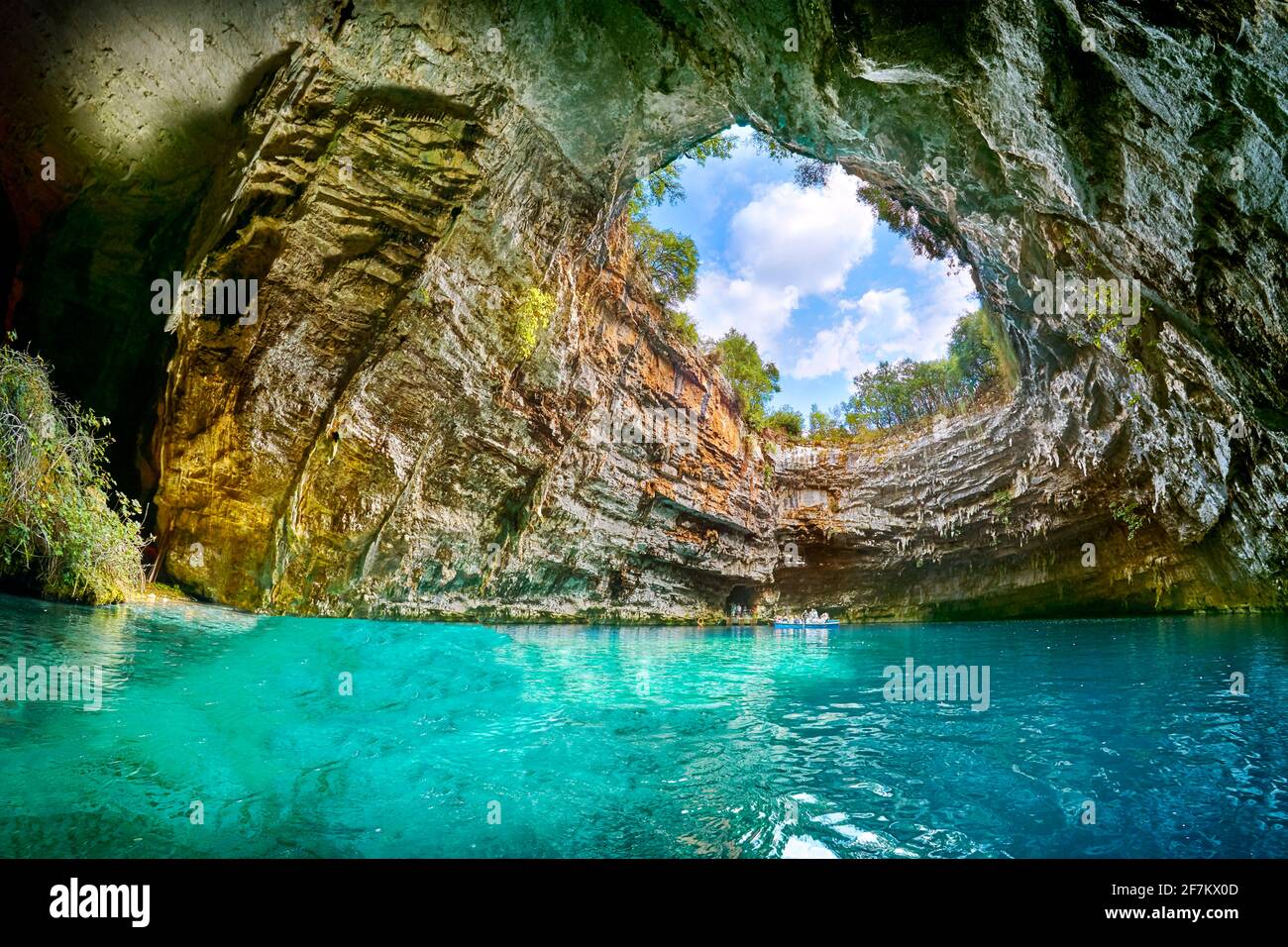 Melissani Grotta, l'isola di Cefalonia, Grecia Foto Stock