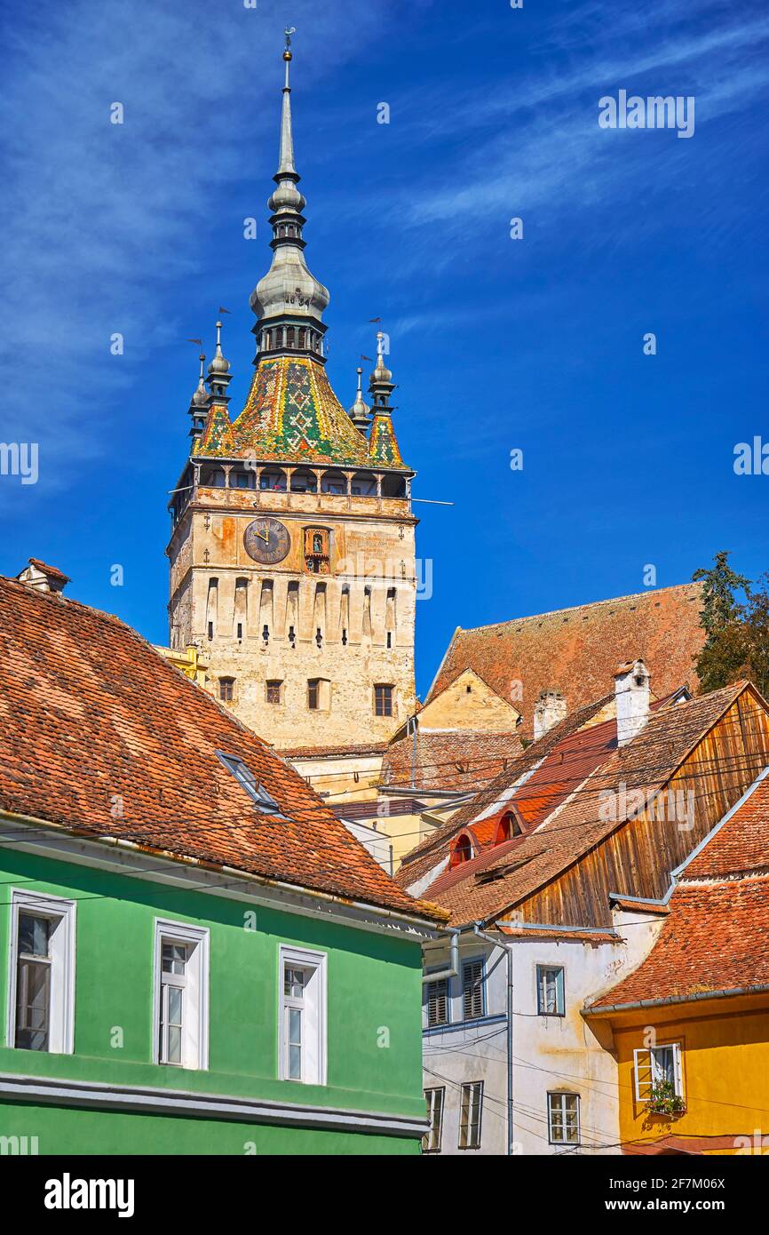 Sighisoara Città Vecchia, Transilvania, Romania Foto Stock